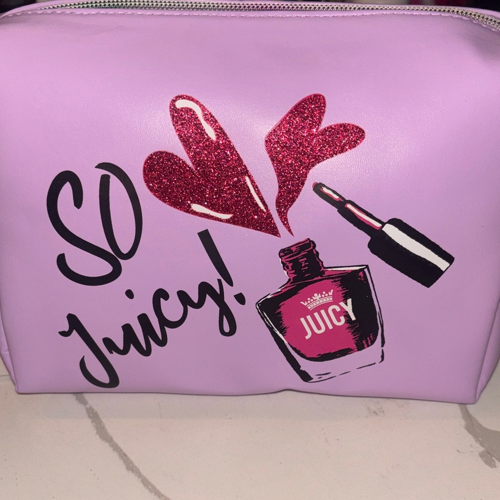Juicy Couture Lavender Cosmetic Bag with Red Glitter Accents